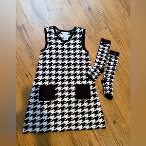 Tahari Black and White Houndstooth Kids Nightgown with Socks